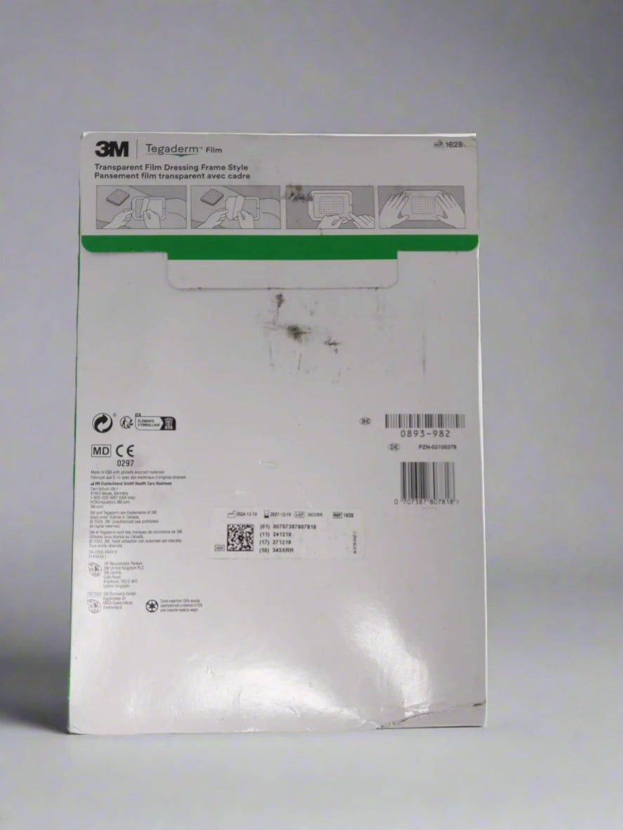 3M Tegaderm 1628 Transparent Film Dressing 6" x 8" Box of 10