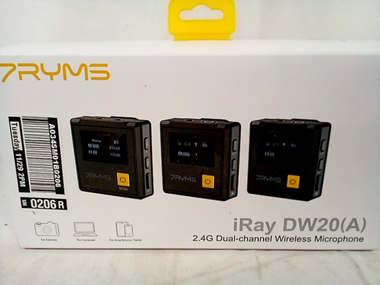 7RYMS Wireless Lavalier Microphone System iRay DW20(A) 2.4 G Dual-Channel Wirele