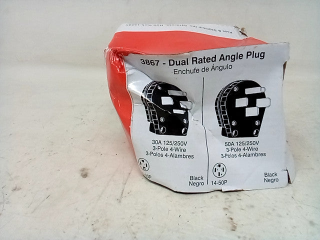 Pass & Seymour 3867CC5 Angle Plug Three Pole Four Wire 30-Amp/50-Amp 125-volt/25