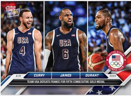 2024 Topps NOW Olympics Card # 26 Team USA Men's Basketball Gold Medal