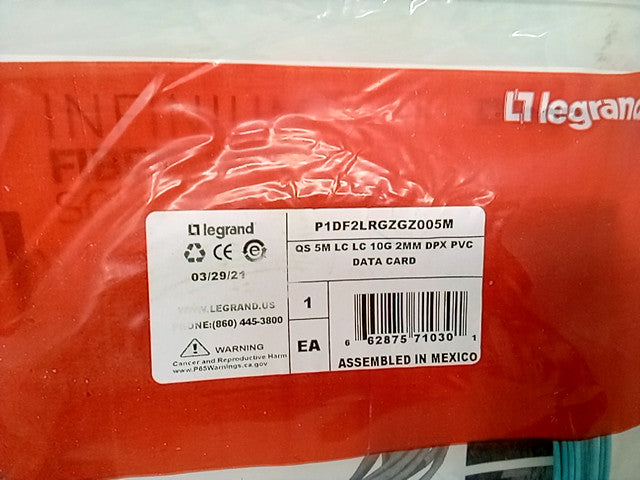 LEGRAND - P1DF2LRGZGZ005M, QS 5M LC LC 10G 2MM DPX PVC DATA CARD