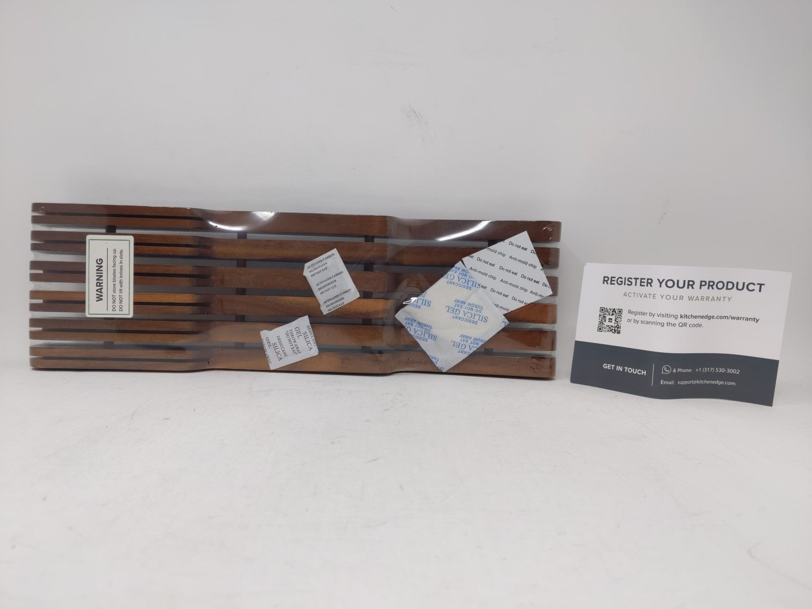 Kitchen Edge Knife Block Holder Organizer - Acacia - Holds 11 knifes For Drawers