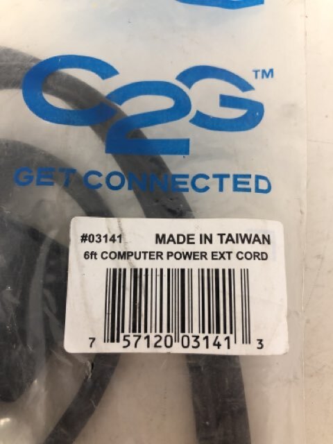 C2G Model 03141 6 Ft. 18 AWG Computer Power Extension Cord (IEC320C14 to IEC320C
