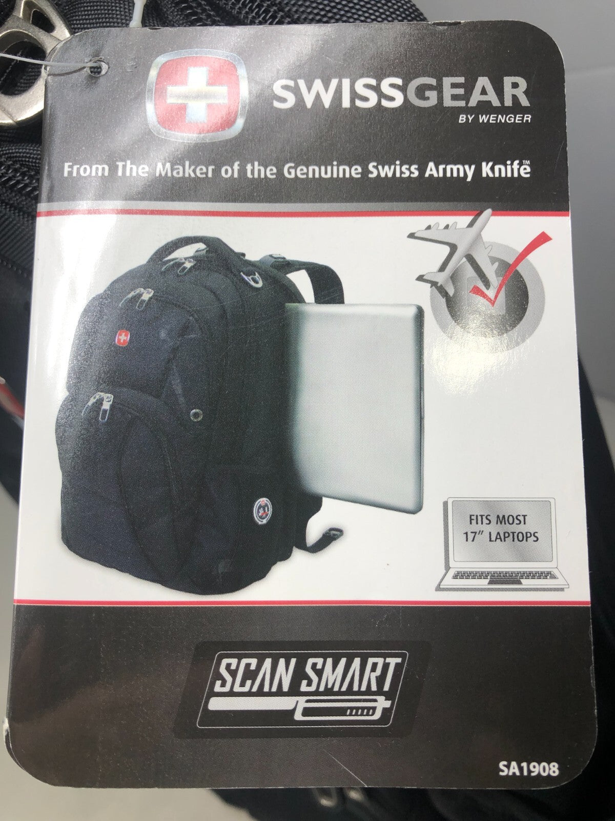 Swiss Gear SA1908 Black TSA Friendly ScanSmart Laptop Backpack - Fits