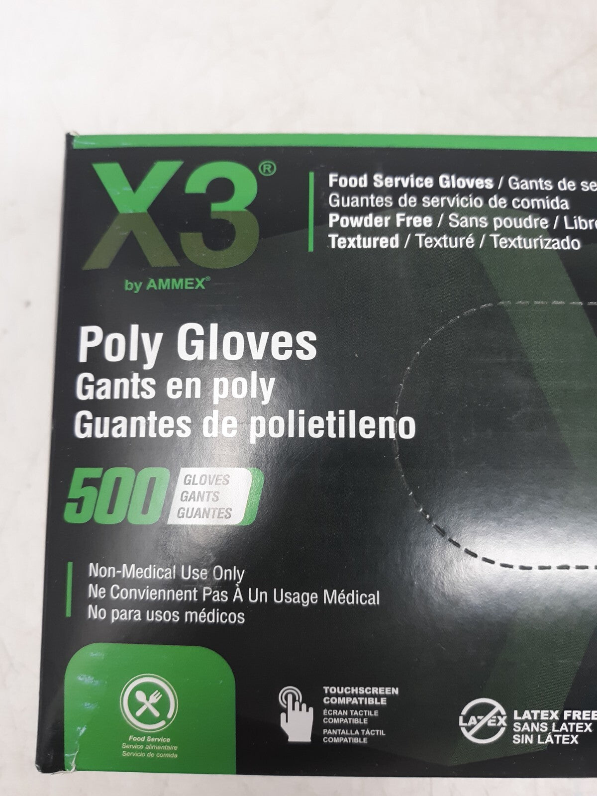 AMMEX X3 Poly Gloves Large - 500 Count, Powder-Free, Disposable, (Lot of 4)