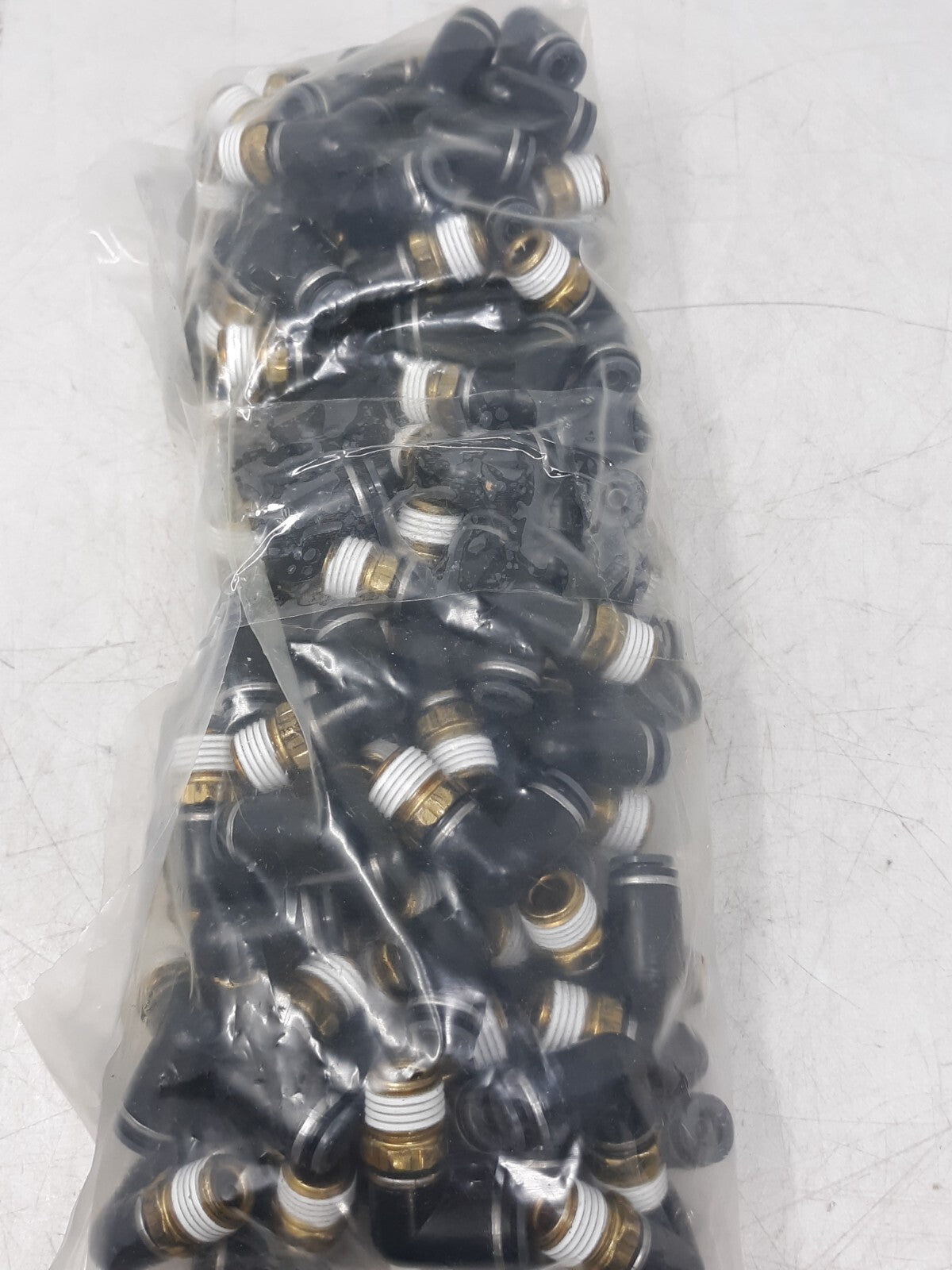 Lot of 100 SMC 1/2" OD X 1/4" NPT Push-In Elbow KV2L07