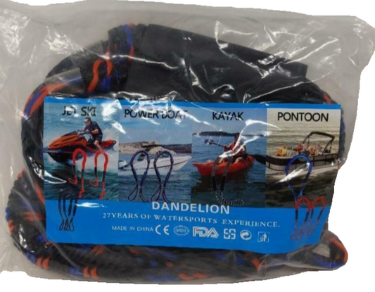 Heavy-Duty Bungee Dock Line Tie Down Rope 2 Pack Watercraft Tether & Anchor Cord