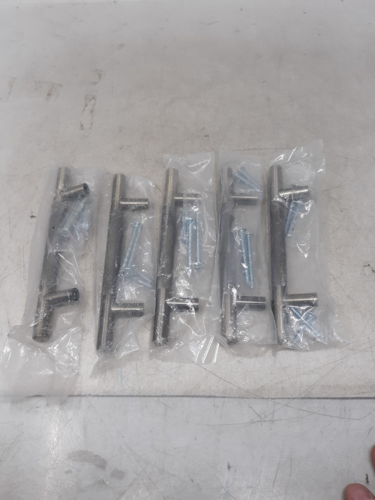 (5 Pack) 3-3/4 inch Knurled Bar Pull Stainless Steel