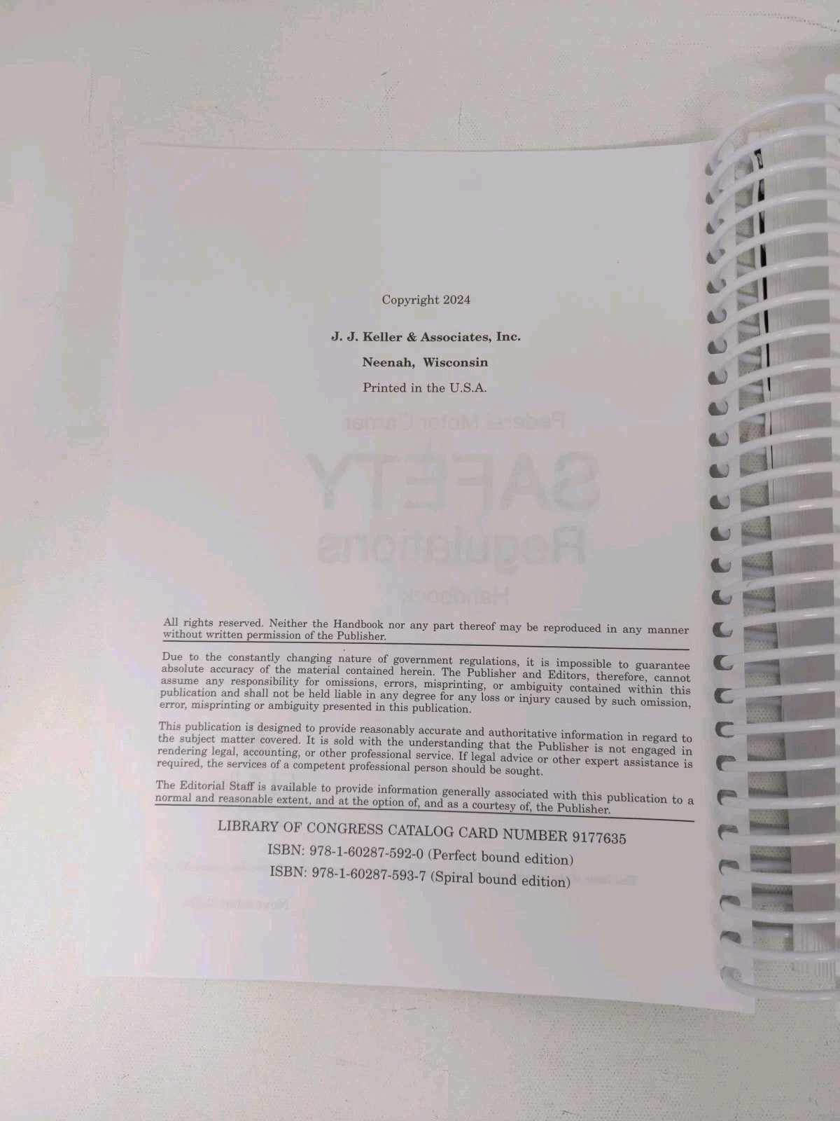 Federal Motor Carrier Safety Regulations Handbook, English Nov 2023 Spiral Bound