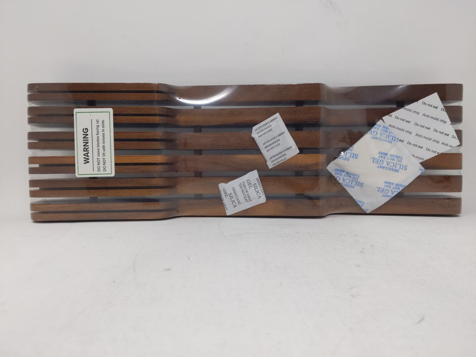 Kitchen Edge Knife Block Holder Organizer - Acacia - Holds 11 knifes For Drawers