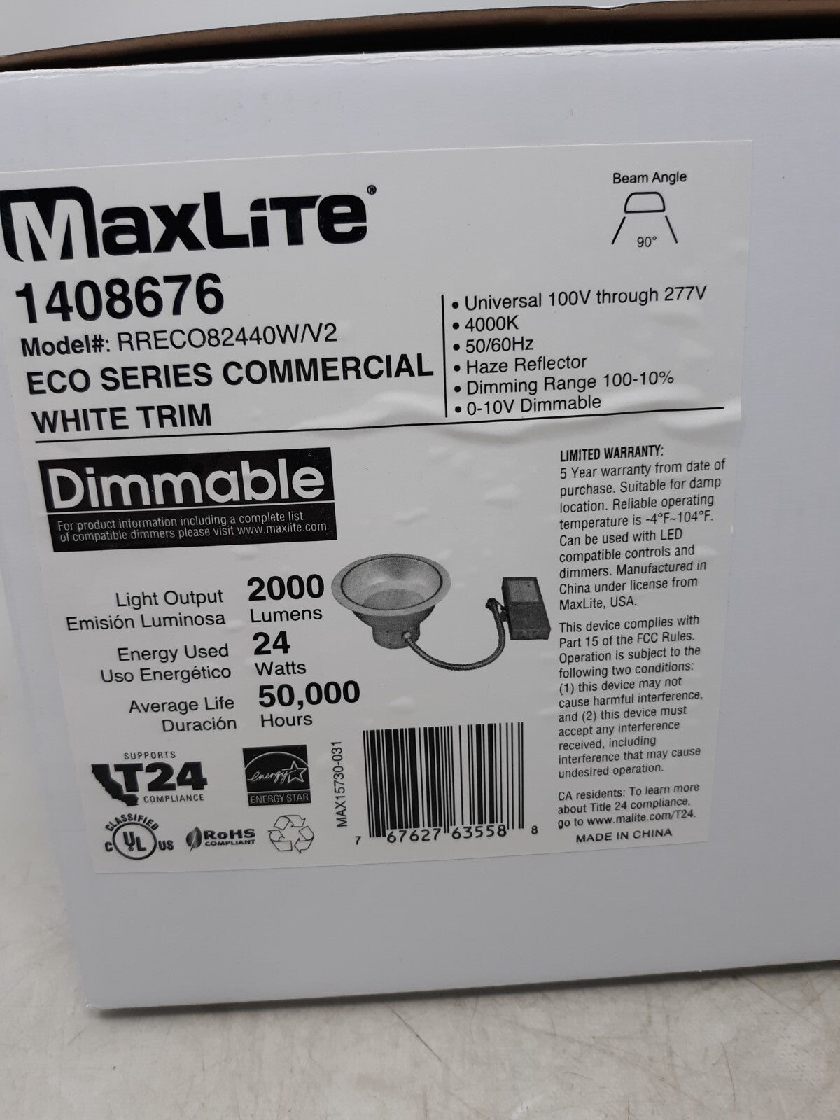 MaxLite 1408676 Commercial Fixture RRECO82440W/V2