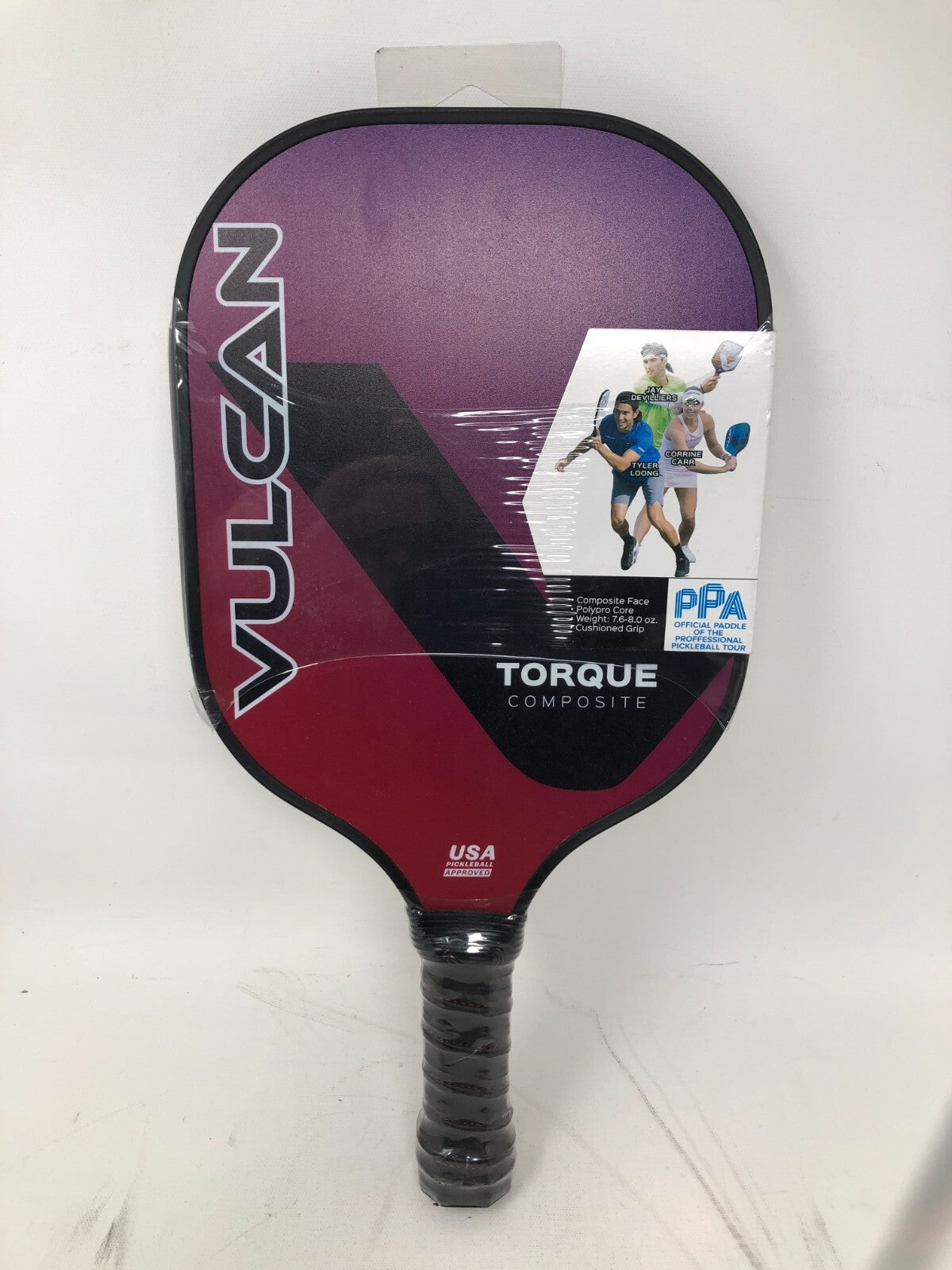 Vulcan Torque Composite Pickleball Paddle ~ Lightweight Racquet, Purple/Red