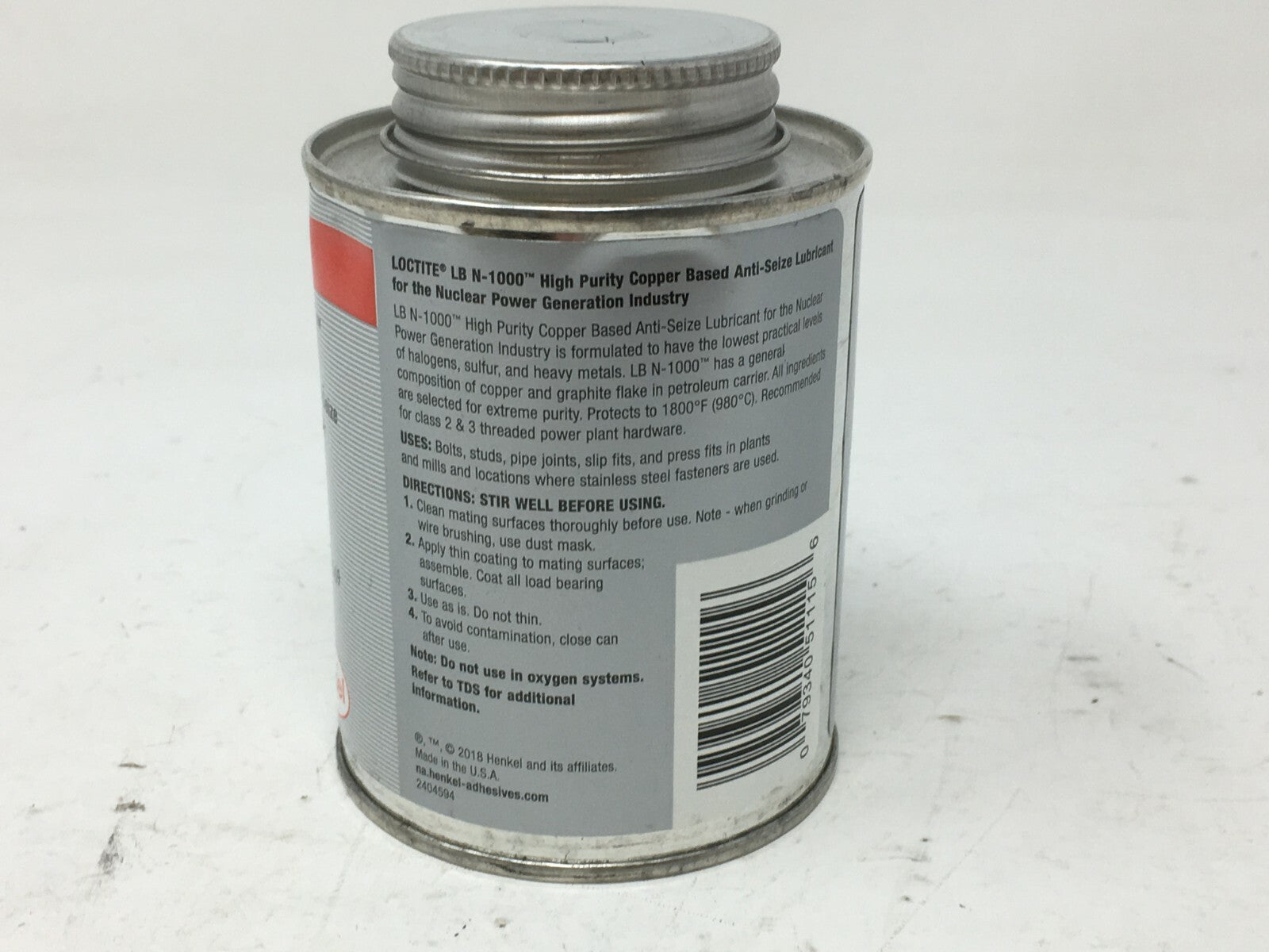 Loctite LB N-1000 MPN 51115 copper based Anti Seize lubricant 8 Oz