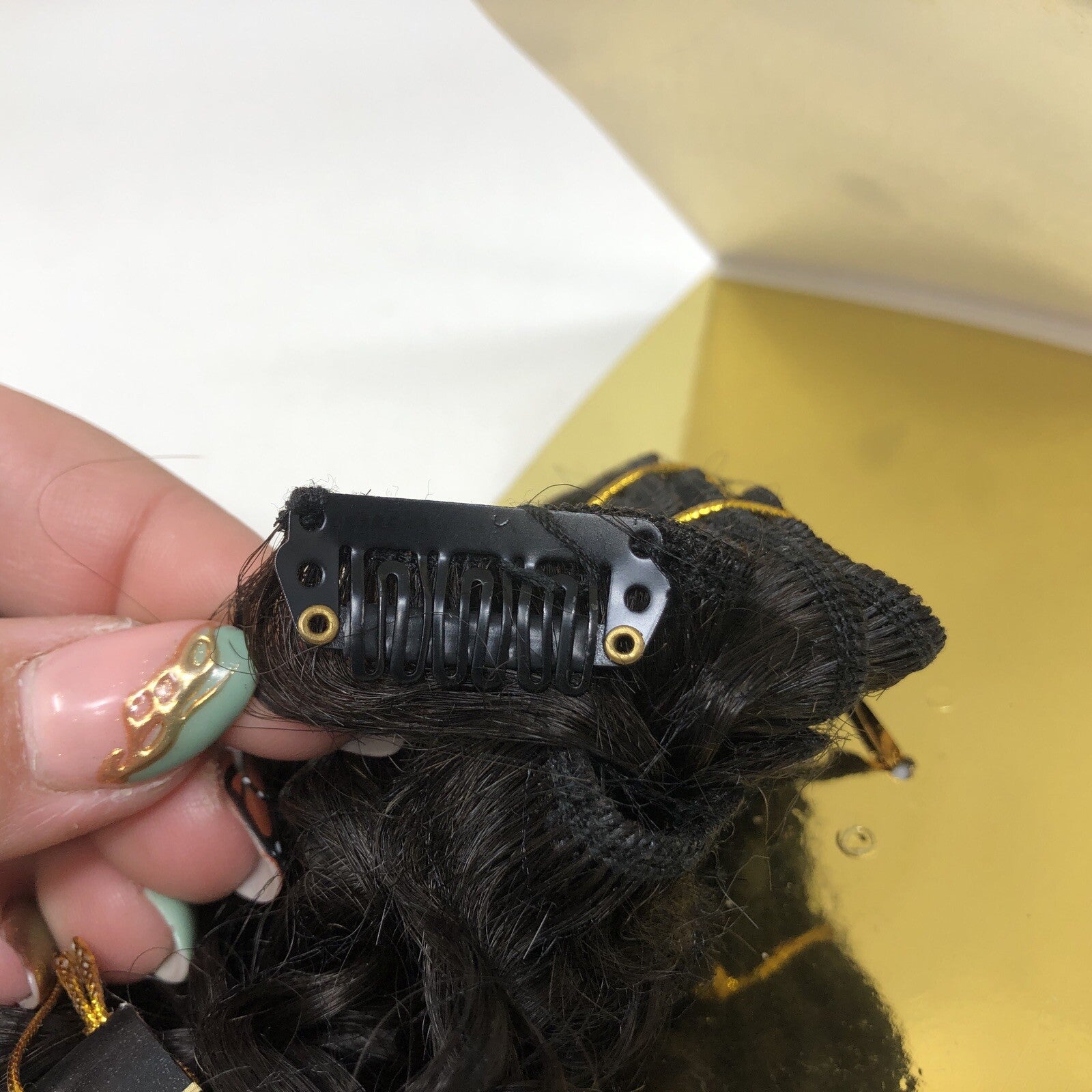 izihair  Clip hair extensions 100% human hair tangle free HZB-5219 Curly 18in 2#