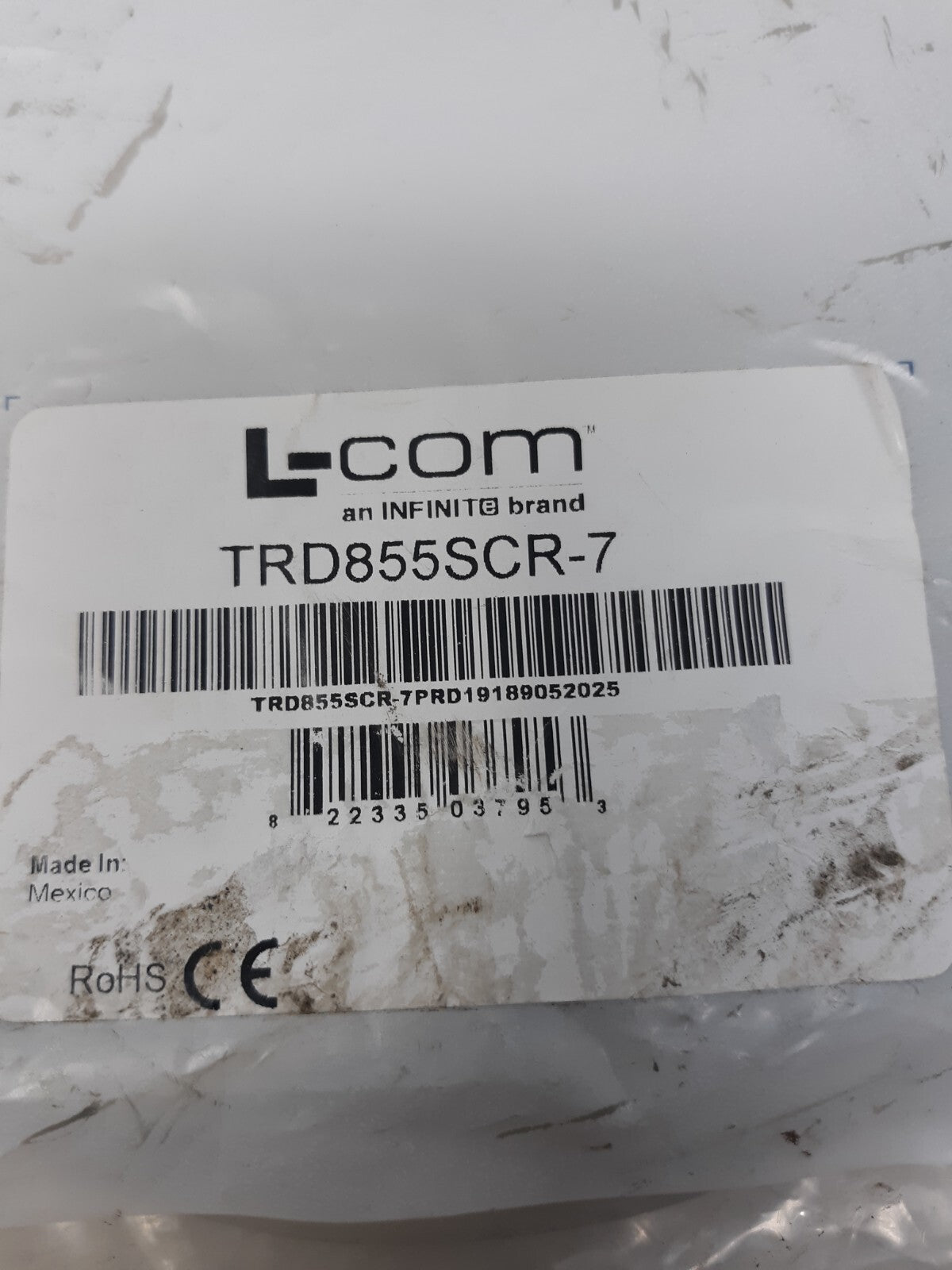 L-com TRD855SCR-7 Shielded Cat5e Ethernet Patch Cable 7ft Gray RJ45 RoHS CE