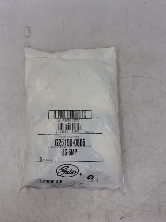Gates G25100-0806 8G-6MP Hydraulic Adapter Male Pipe Thread 5-Pack