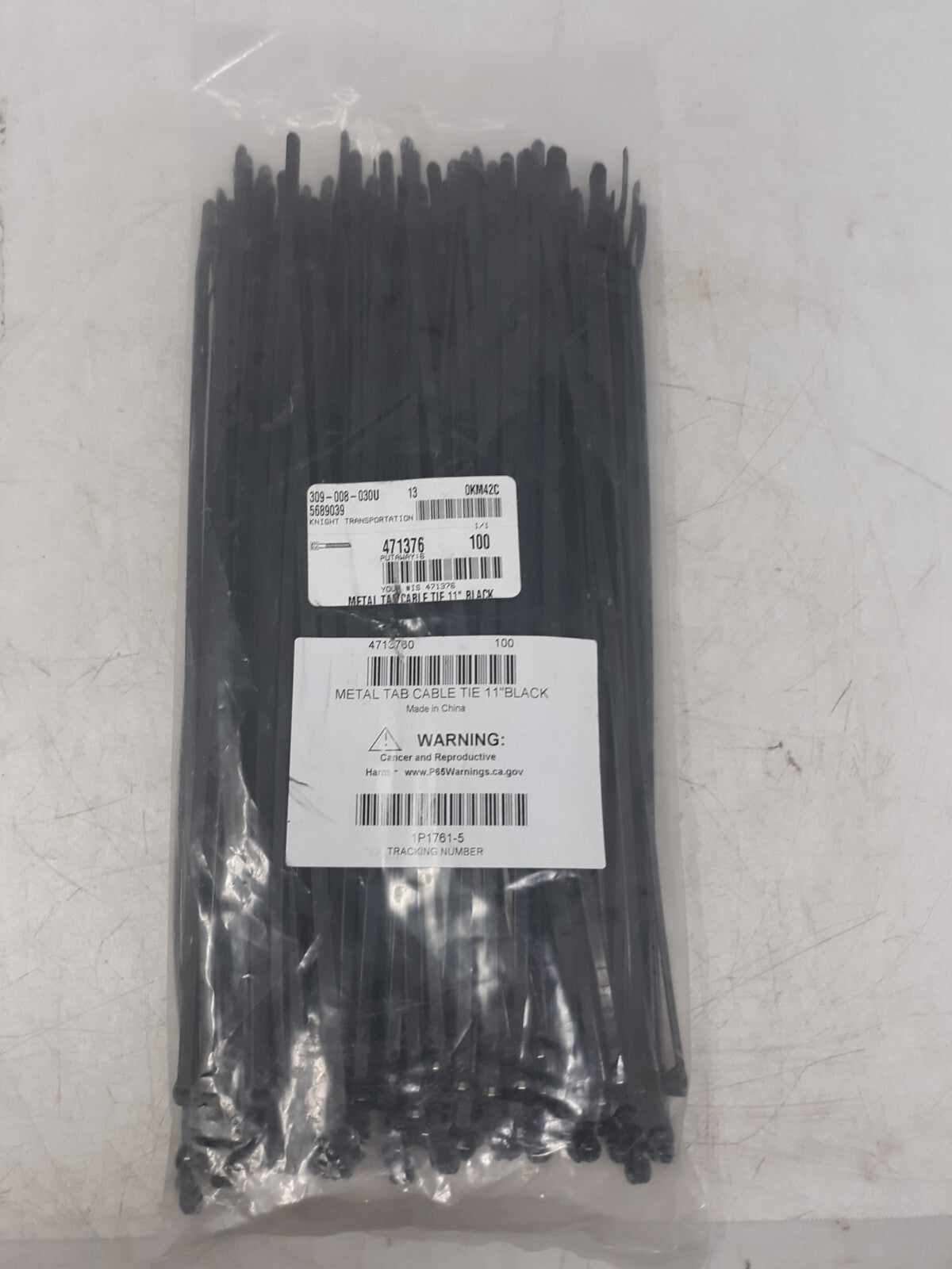 11" Black Metal Tab Cable Ties – Heavy Duty, Pack of 100