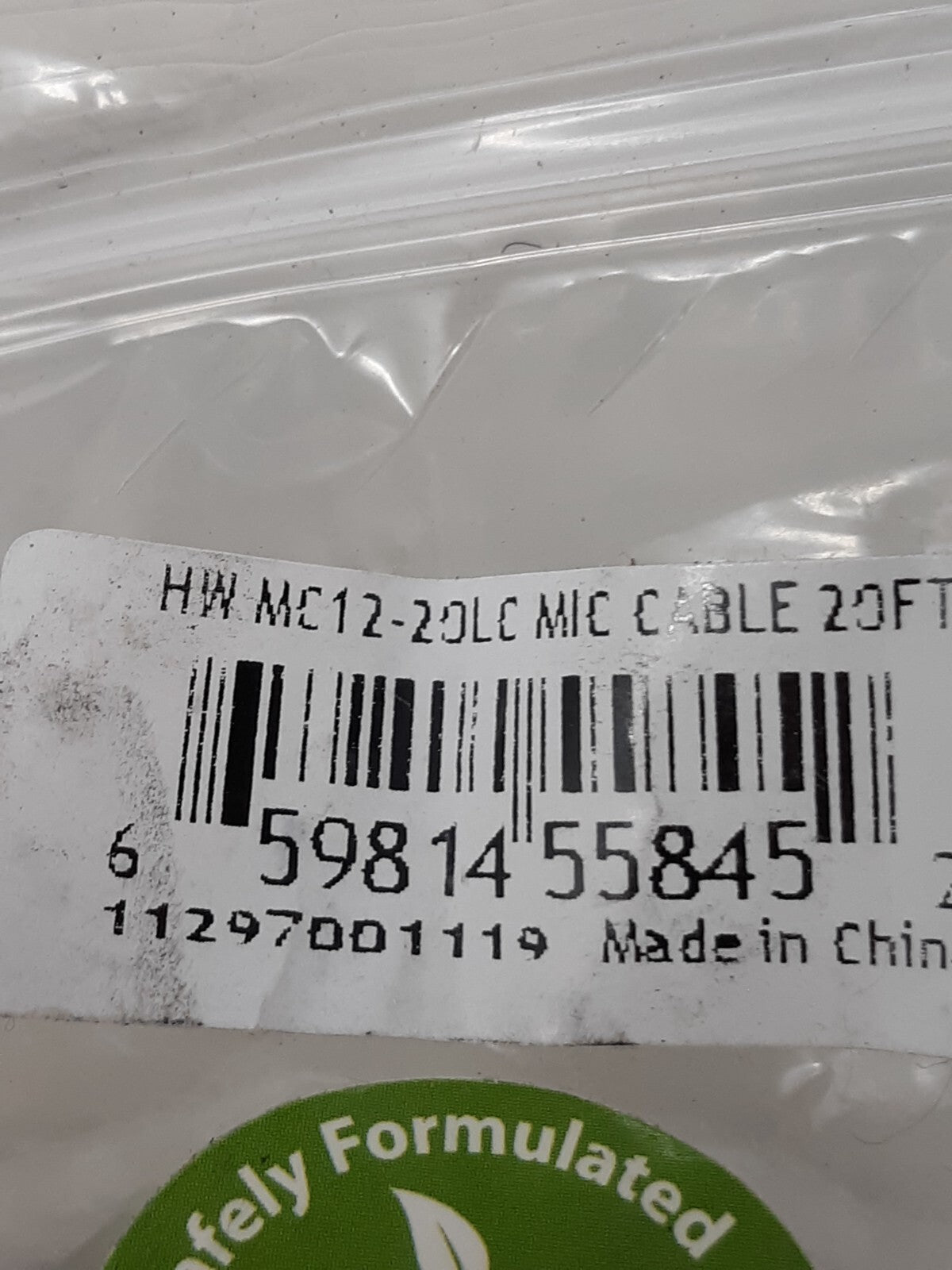 On-Stage Stands HW-MC12-20LC Microphone Cable / 20 ft; m8