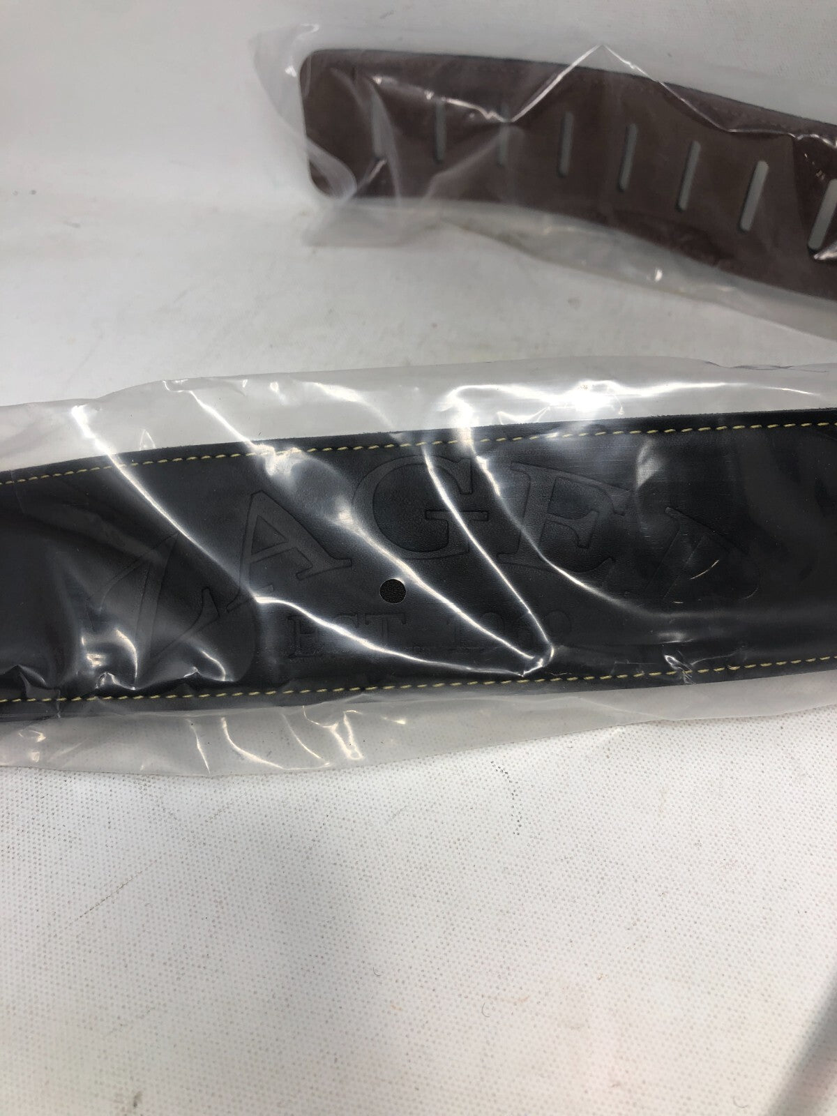 Zager Adjustable Guitar Strap ~ 2.25" Wide, Made of Vegan Leather, Brown w/ Gold