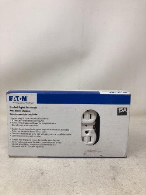Eaton Standard Duplex Receptacle 270W, 15 A, 2-Pole, 5-15R, White 10 Counts