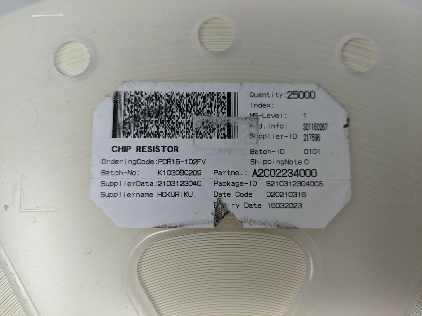 Horuriku Chip Resistor Rolls - Qty. 25000 Each - Part No. A2C02234000