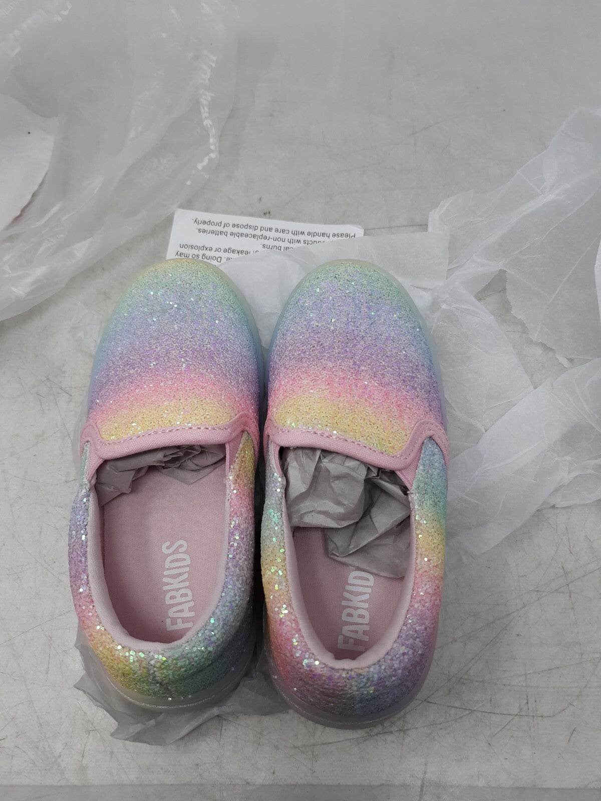 FabKids Glitter Light-Up Slip-On Sneaker in Rainbow Glitter, Size 10