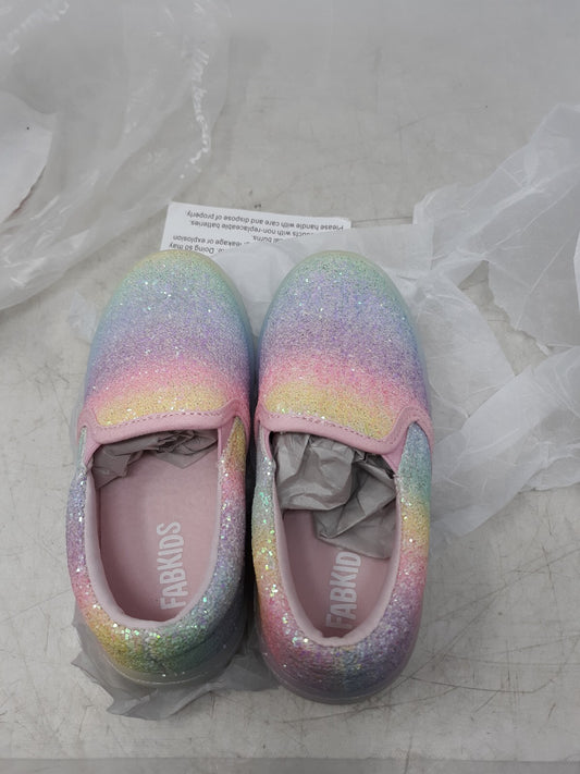 FabKids Glitter Light-Up Slip-On Sneaker in Rainbow Glitter, Size 10