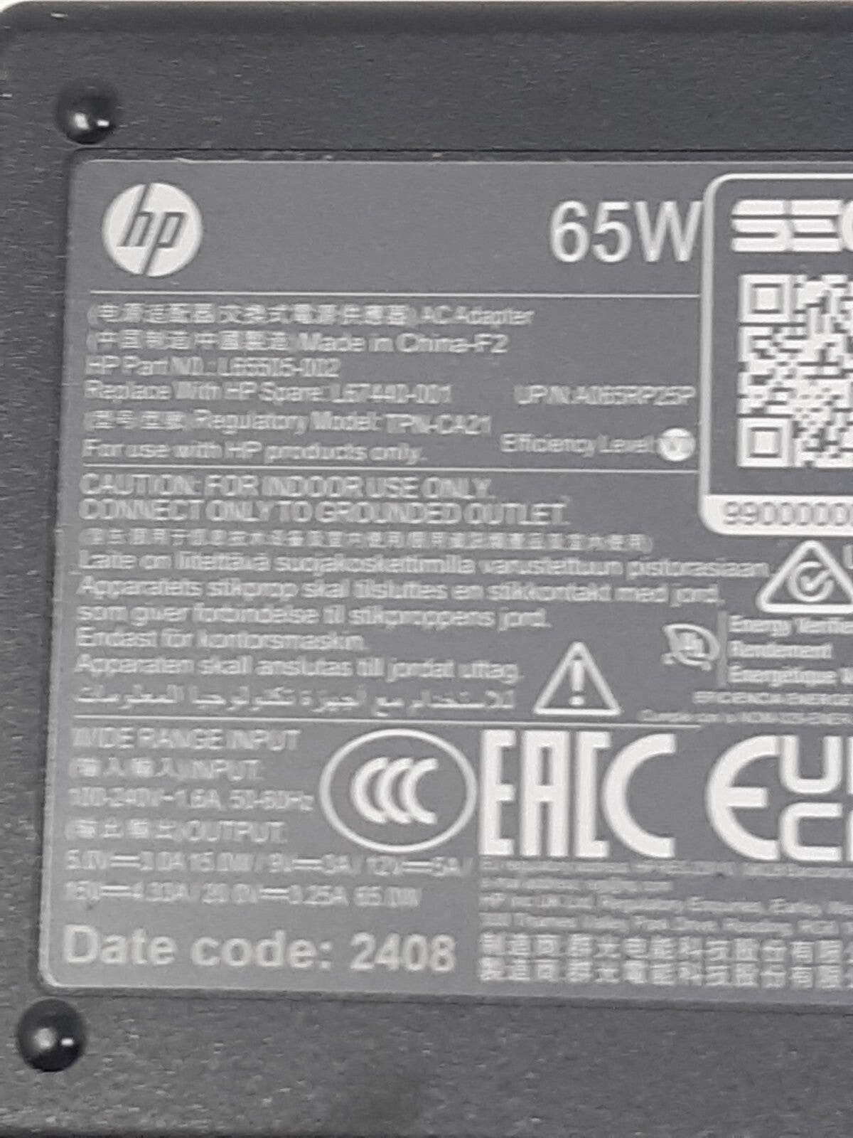 HP 65W USB-C Laptop Charger Power Adapter L65095-002 TPN-CA21