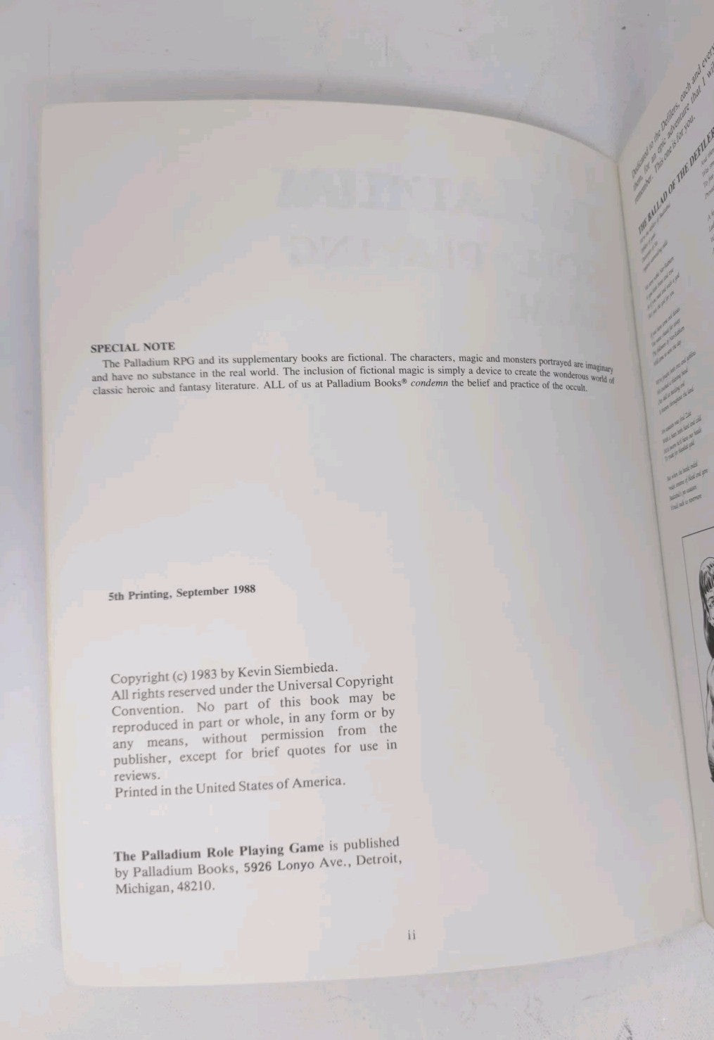 The Palladium Role-Playing Game Player's Guide by Kevin Siembieda 1988 Revised
