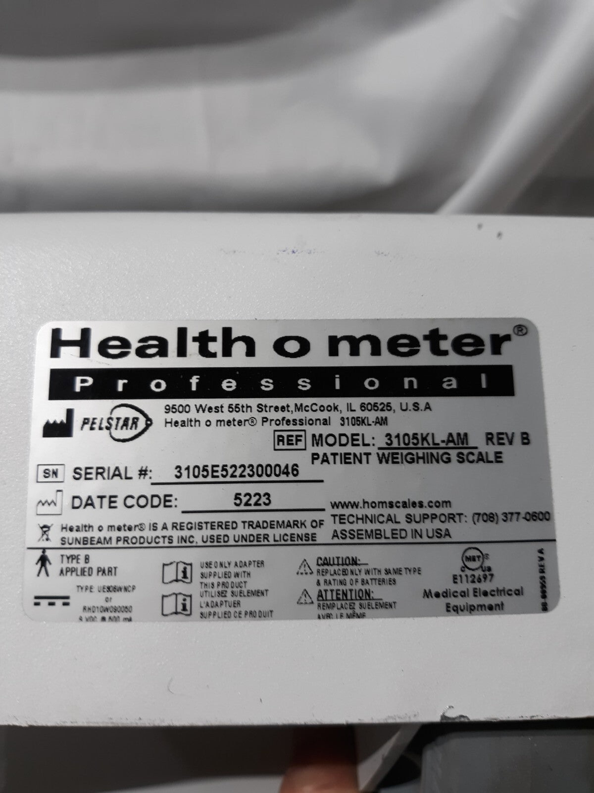 Health o meter 3105KL-AM Professional Patient Weighing Scale Base - Medical Use