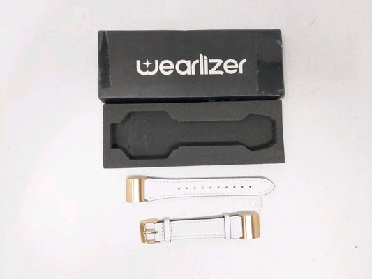 Wearlizer Designed Leather White Band Strap with Adapters for Fitbit Charge 2