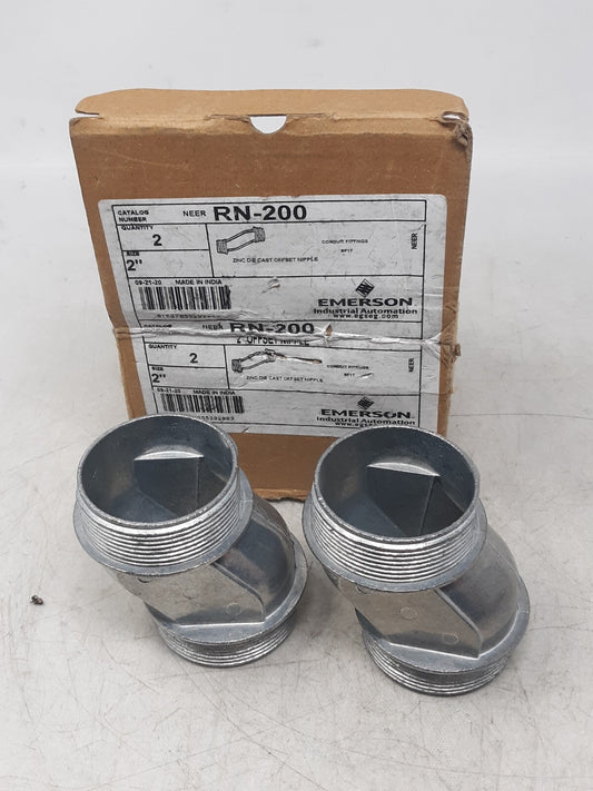 Emerson NEER RN-200 Offset Nipple 2" Zinc Die Cast Conduit Fitting – Lot of 2