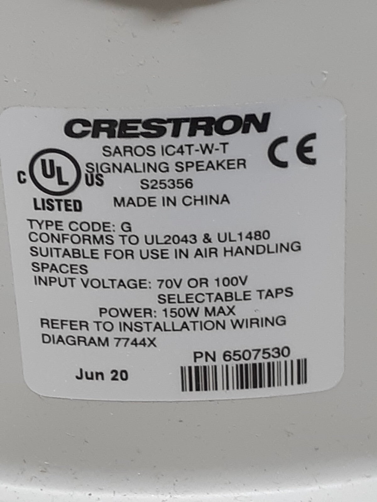 Crestron Saros ICST-W-T 2-Way In ceiling Signaling Speaker