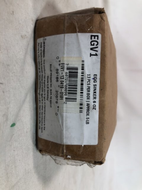 Bullet Weights 6 oz. EGV1 Egg Sinker Weights Case of 13