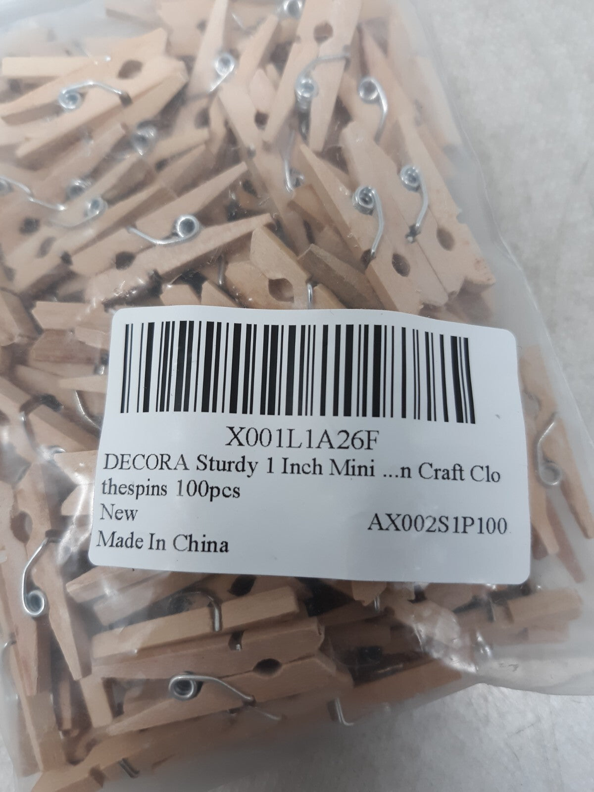 DECORA Sturdy 1 Inch Mini Wooden Craft Clothespins 100pcs