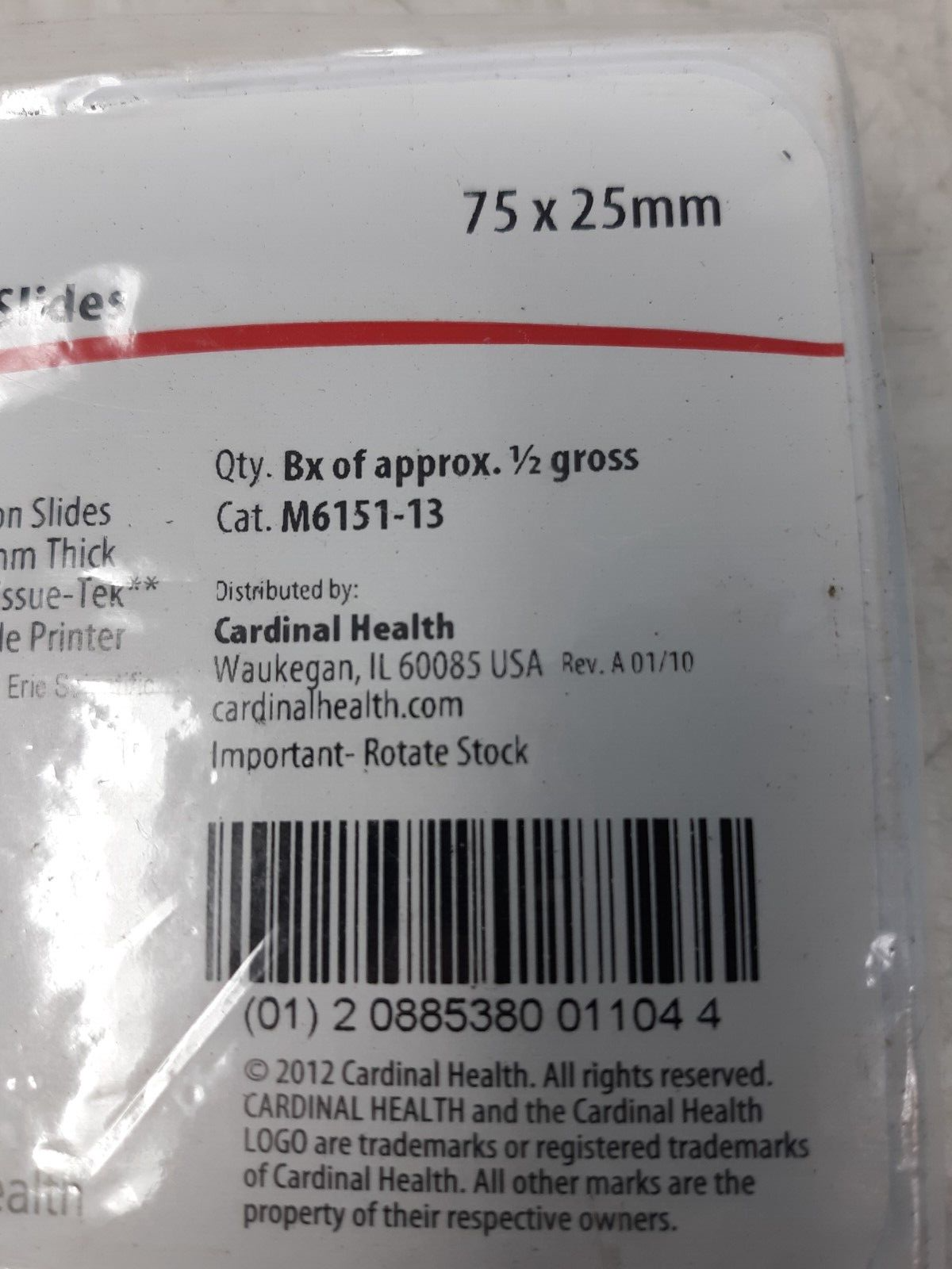 Cardinal Health M6151-13 Ink-Jet Plus Microscope Slides Frosted 1x3 in 72/Box