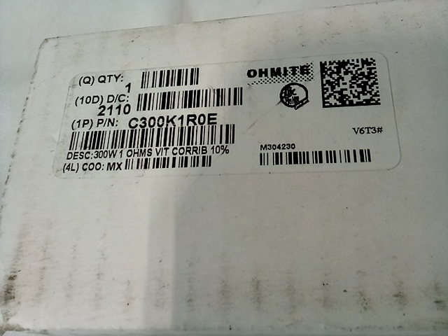 Ohmite c300k1r0e 300w 1 ohms vit corrib