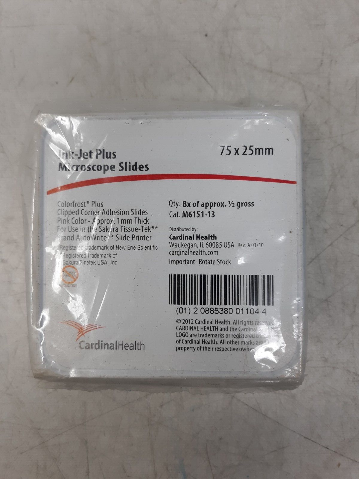 Cardinal Health M6151-13 Ink-Jet Plus Microscope Slides Frosted 1x3 in 72/Box