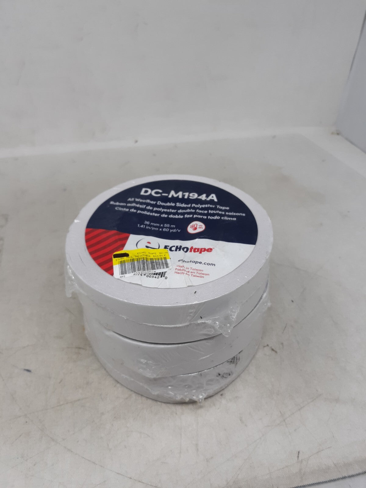 Lot of 3 Echotape All Weather Double Sided 1.41" x 60yds DC-M194A White Adhesive