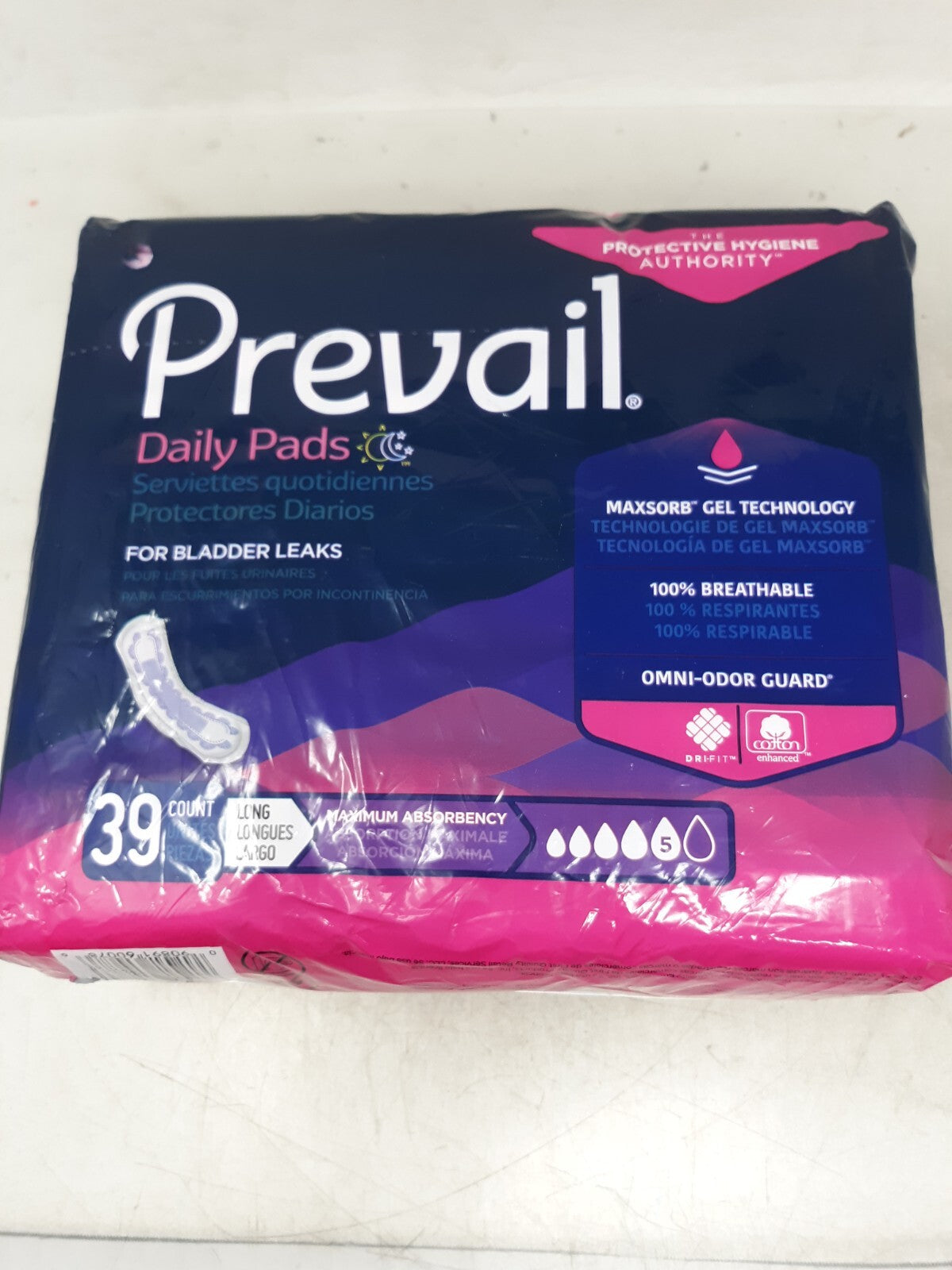 Prevail Incontinence Maximum Absorbency Control Pads, Long, 39 Count PV-915