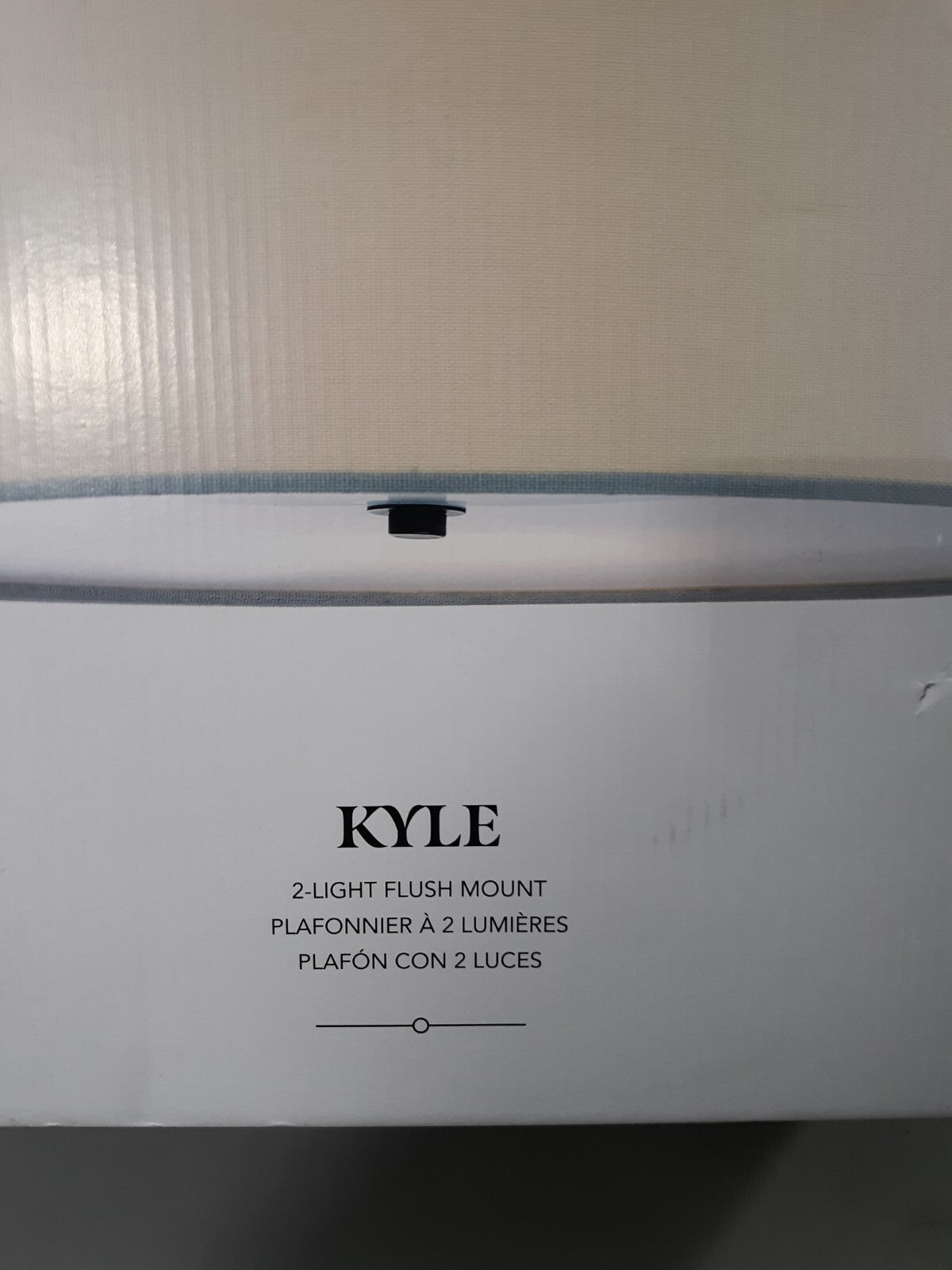 Globe Electric Ceiling Light 15.9" Flush Mount White Linen Shade Dark Bronze