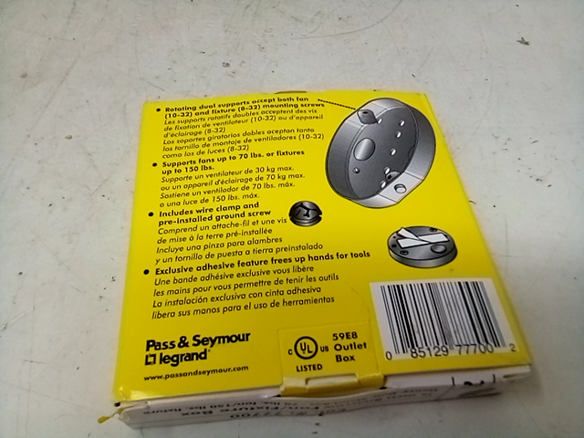 Pass and Seymour Legrand 4" Ceiling Pan, 5/8" Deep, 1/2" KOs, Metallic