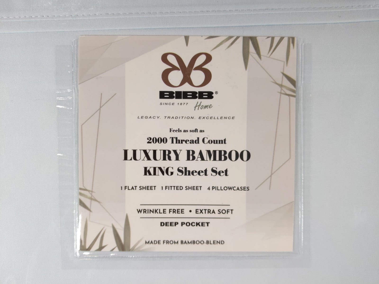 BIBB home 2000 COUNT 6-Piece Luxury Bamboo Sheet Set - KING - Light Blue