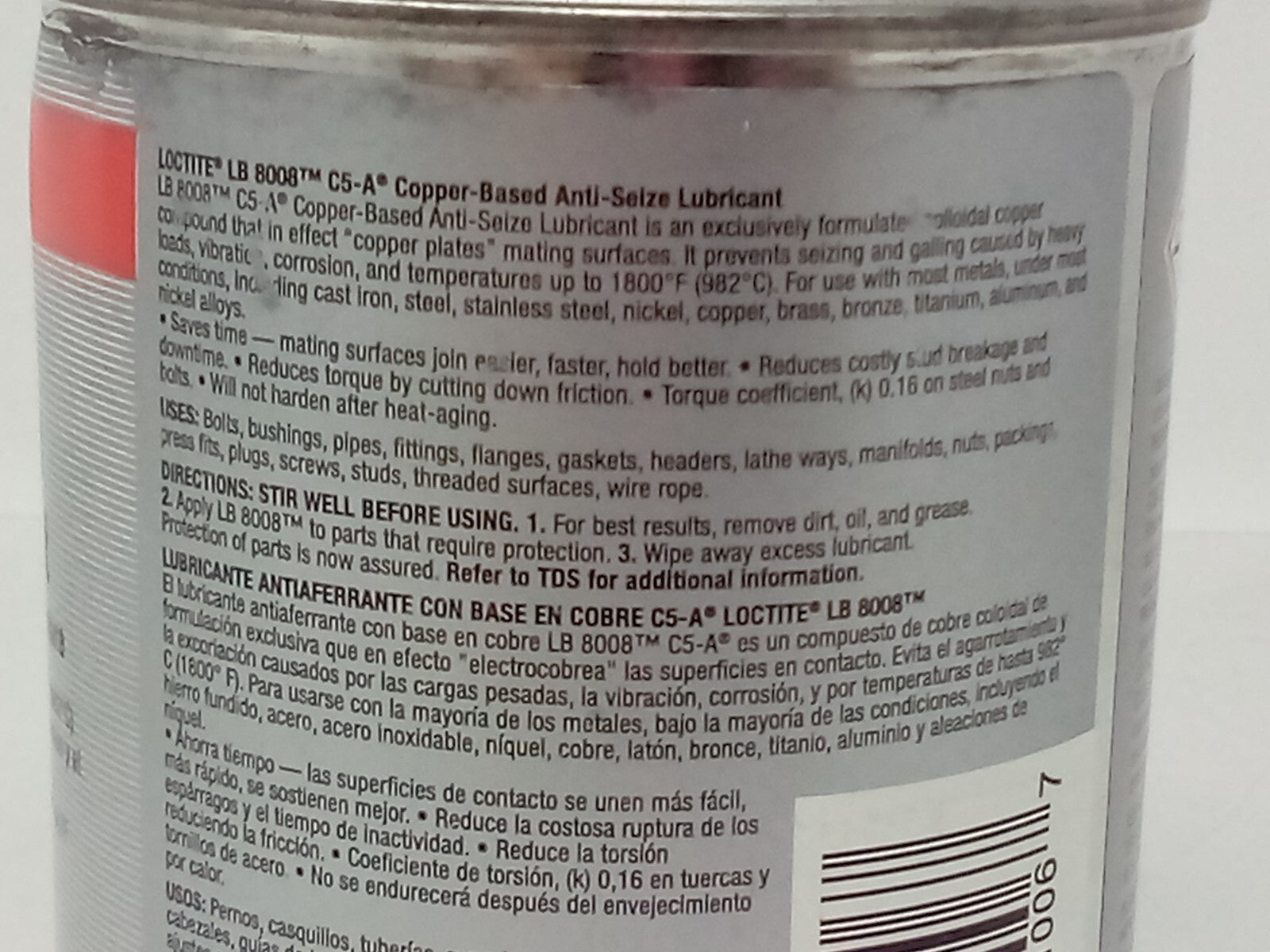 Loctite LB 8008 C5-A Copper Based Anti-Seize Lubricant 234202 1 Lb Can