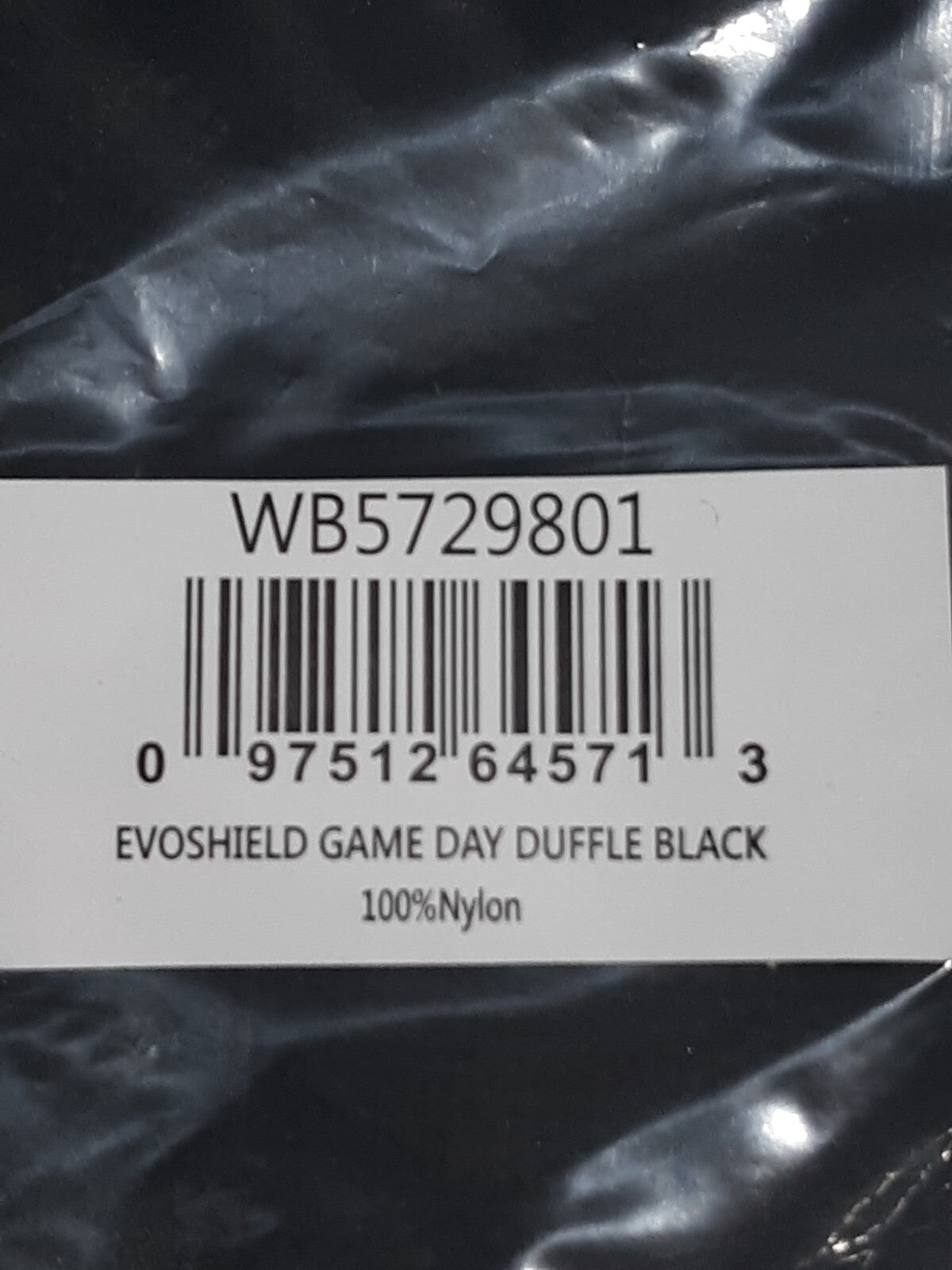 EvoShield Game Day Duffle Bag Black WB5729801 33"x15"x15" Water Resistant Nylon
