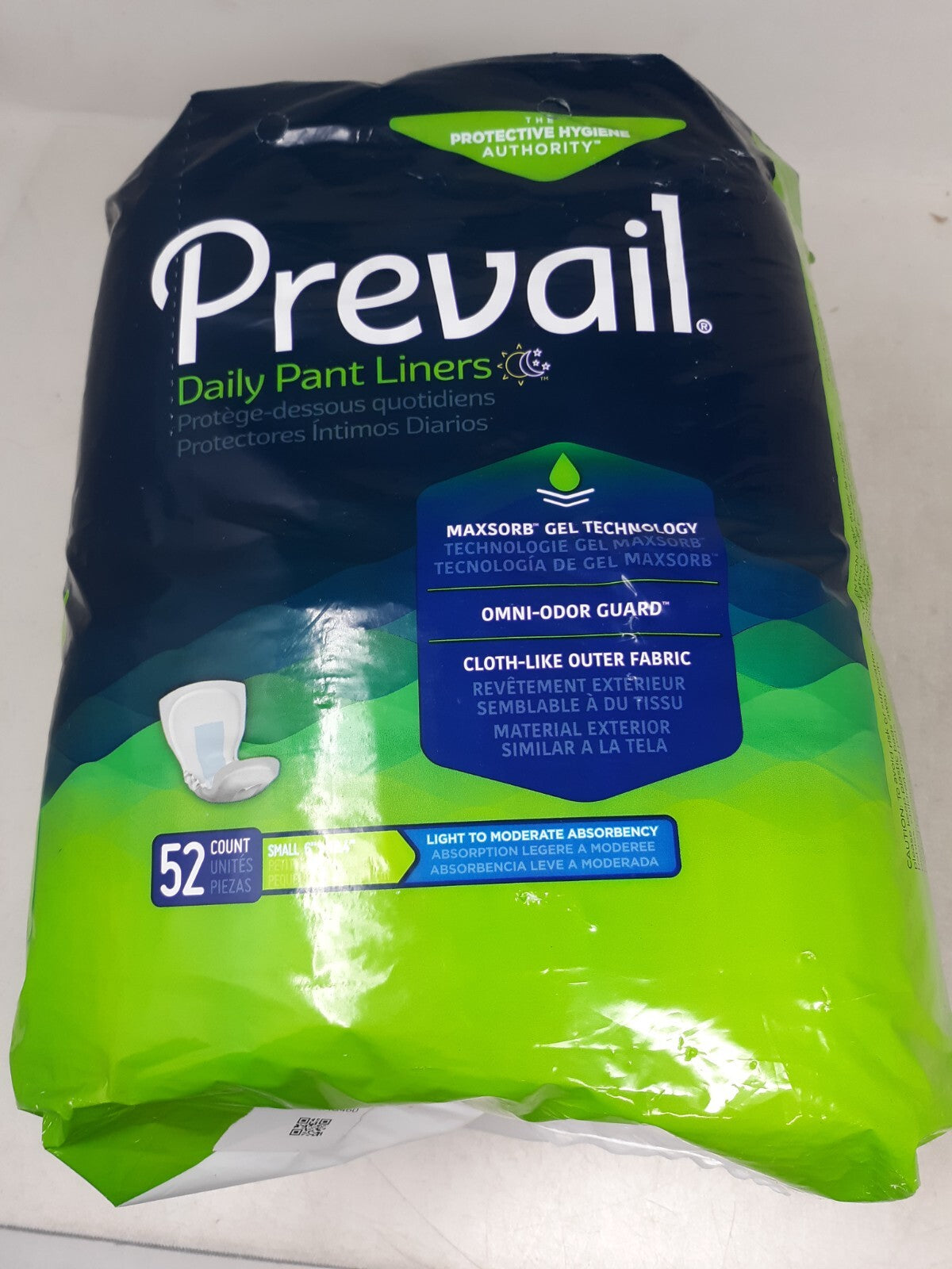 Prevail Pad 12.5" Small Pant Liner PL-100/1 Light to Moderate 52 Ct Unisex