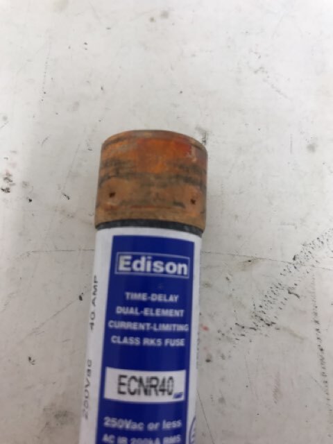 Fuse, Time Delay, 40A, ECNR Series, 250V AC, 125V DC, 3" L X 13/16" Dia