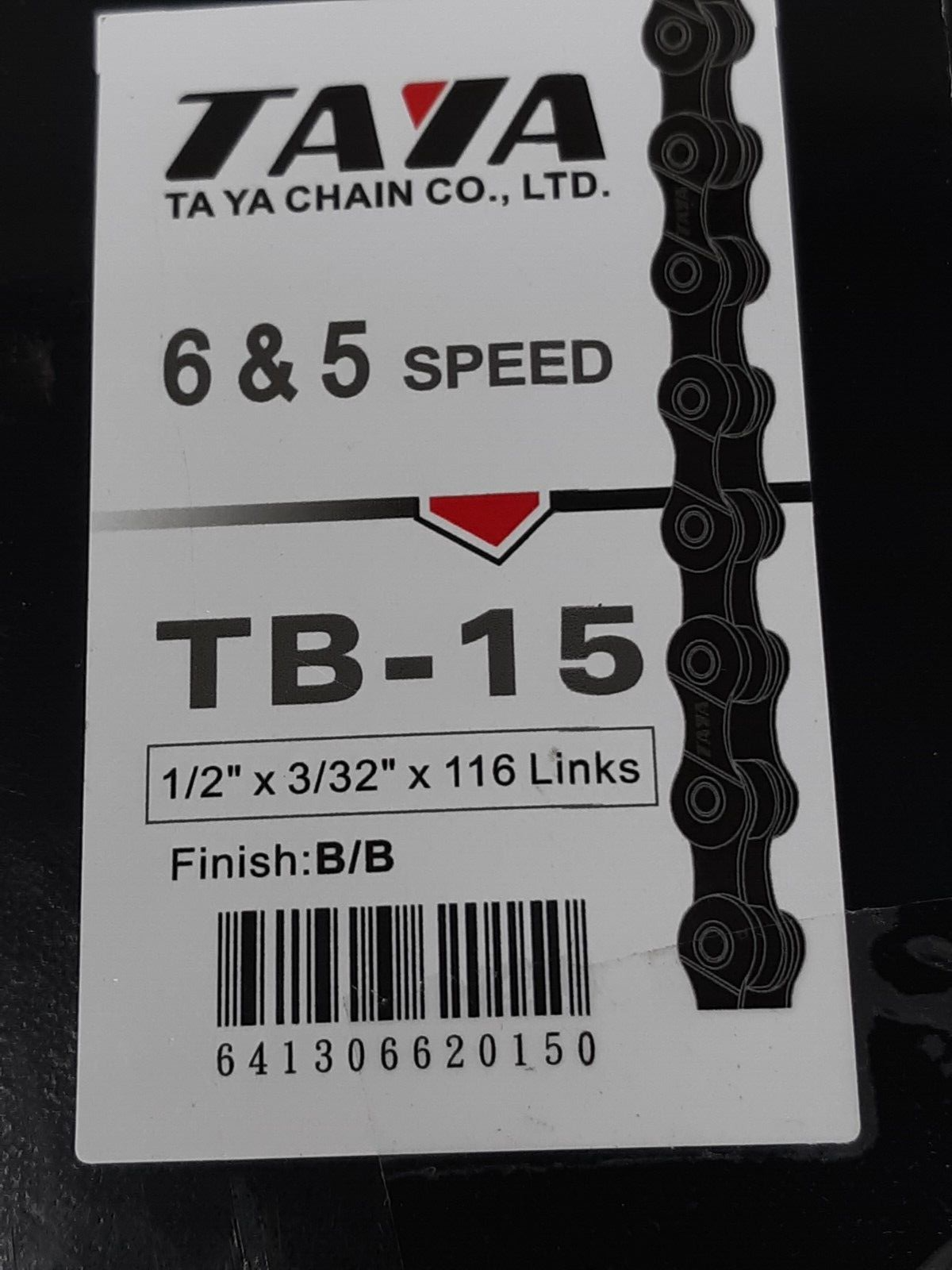 Taya TB15 6 & 5 Speed Bicycle Cycle Bike Chain 1/2 x 3/32 - 116L Black / Black