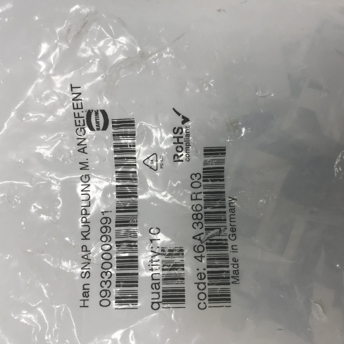 Han-Snap Latching Parts 09330009991 Harting Bag qty: 10