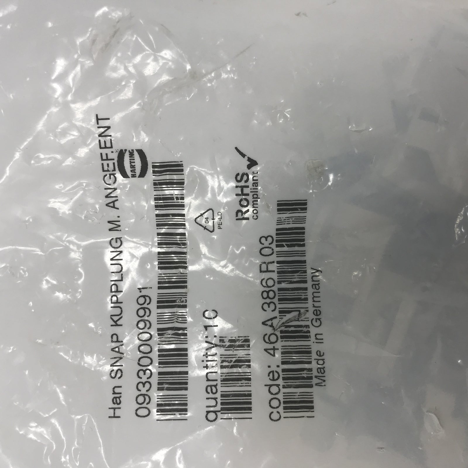 Han-Snap Latching Parts 09330009991 Harting Bag qty: 10